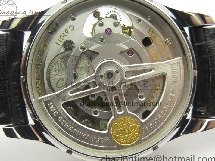 MIROTIME 0524 Sporty Portuguese Tourbillon IW5463 SS ZF Best Edition Black Dial on Black Leather Strap 7173